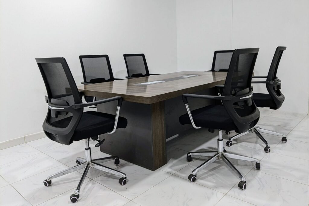 Darkwood Table Mesh Chairs