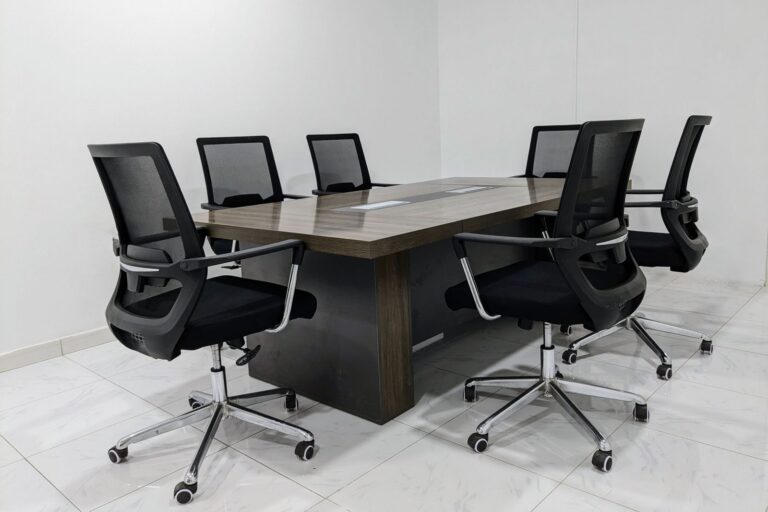 Darkwood Table Mesh Chairs